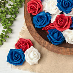 Patriotic Red White and Blue Artificial Rose Heads