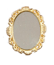 Dollhouse Miniature Brass Oval Mirror