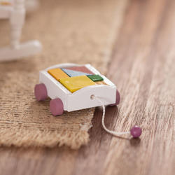 Miniature Pull-Along Toy Wagon w/ Blocks