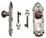 Dollhouse Miniature Purple Crystal Knob with Key