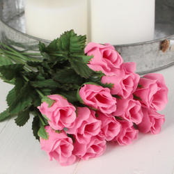 Hot Pink Artificial French Rosebud Stems