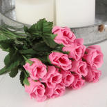 Hot Pink Artificial French Rosebud Stems