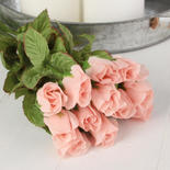 Pink and Cream Artificial French Rosebud Stems