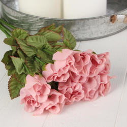 Almond Pink Artificial French Rosebud Stems