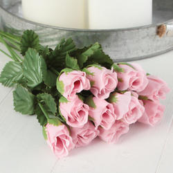 Soft Pink Artificial French Rosebud Stems