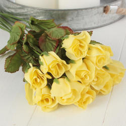 Soft Yellow Artificial French Rosebud Stems