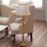 Dollhouse Miniature LED Brass Floor Lamp