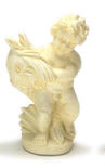 Dollhouse Miniature Ivory Angel with Fish Statue