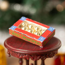 Dollhouse Miniature Box of Christmas Tree Ornaments