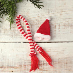 Miniature Knit Scarf and Santa Hat Set