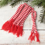 Miniature Knit Striped Christmas Scarves
