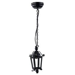 Dollhouse Miniature LED Black Hanging Coach Lamp