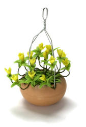 Dollhouse Miniature Yellow Flowers in Hanging Basket