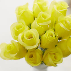 Soft Yellow Artificial Rosebud Stems