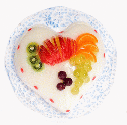 Dollhouse Miniature Heart Fruit Topped Cake