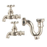 Miniature Silver Faucet Spigots and Plumbing Trap