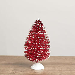 Red Snow Dusted Glittery Bottle Brush Tree