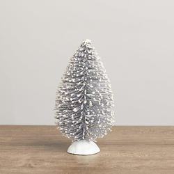 Silver Snow Dusted Glittery Bottle Brush Tree