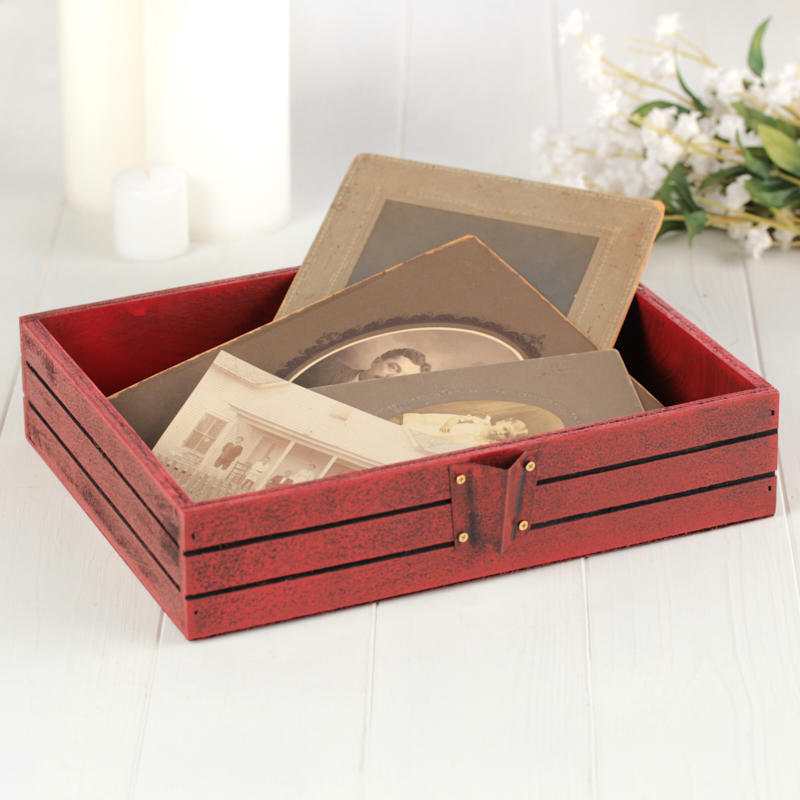 Rustic Red Wood Box Baskets, Buckets, & Boxes Home