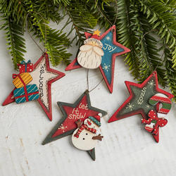 Rustic Painted Star Christmas Ornament