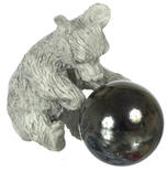 Miniature Bear Stone Statue With Gazing Ball