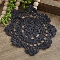 Black Round Crocheted Doily