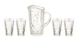Dollhouse Miniature Crystal Pitcher and Glasses Set