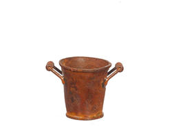 Miniature Rusted Metal Pail with Handles