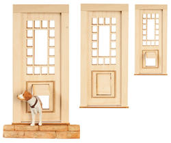 Dollhouse Miniature Door with Doggy Door