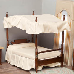 Dollhouse Miniature Walnut Canopy Double Bed