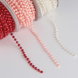 Red Pink and White Fused String Pearl Bead Set