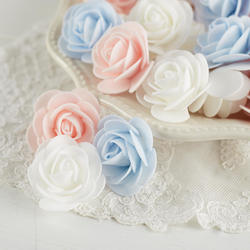 White, Pink and Light Blue Artificial Rose Heads