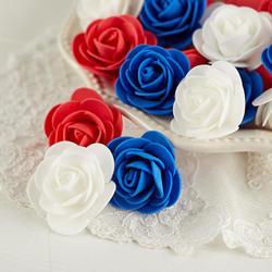 Red, White and Blue Artificial Rose Heads