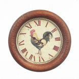 Dollhouse Miniature Rooster Wooden Clock