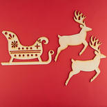 Unfinished Wood Sleigh and Reindeer Cutout Set