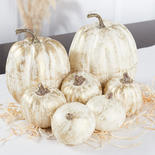 Gold Brushed White Artificial Pumpkins