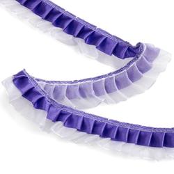 Ruffled Purple Ribbon on White Organza Lace Trim