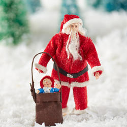 Dollhouse Miniature Santa With Gift Bag Figure