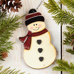 Rustic Wood Snowman Ornament