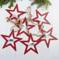 Red Metal Star and Bell Garland