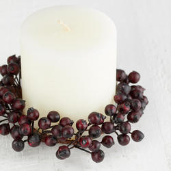 Artificial Burgundy Berry Candle Ring
