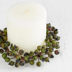 Artificial Green Berry Candle Ring