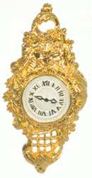 Dollhouse Miniature 24kt Gold Plated Wall Clock