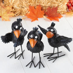 Group of 3 Standing Resin Crows
