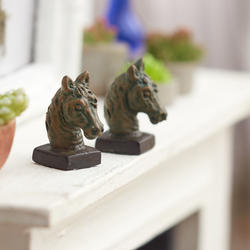 Dollhouse Miniature Bronze Horse Head Bookends