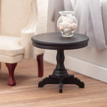 Dollhouse Miniature Black Round End Table