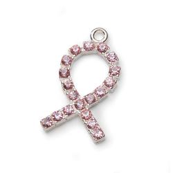 Pink Rhinestone Breast Cancer Ribbon Charm