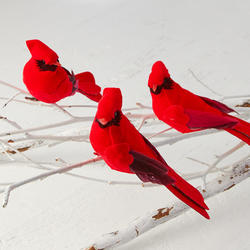 Artificial Cardinal Mushroom Birds