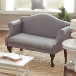 Dollhouse Miniature Gray Sofa with Queen Anne Legs