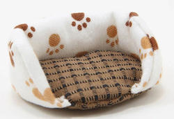 Dollhouse Miniature Small Dog Bed With Paw Prints